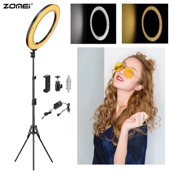 

Zomei LED Ring Light Selfie Photographic Lighting 18" Dimmable Camera Photo Studio Phone Light Lamp&Tripod Stand For Live Video