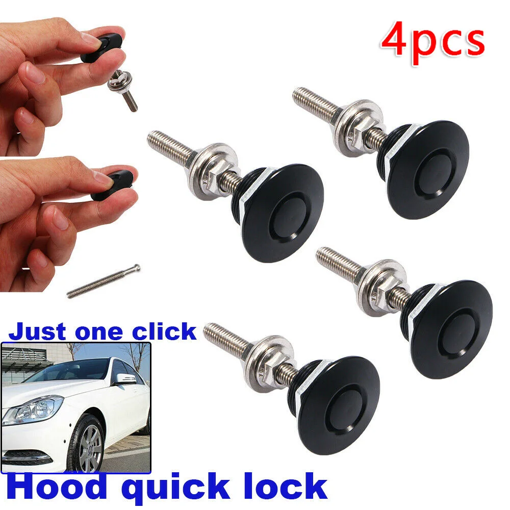 Quick Release Locking Hood Latch Pin Kit Universal Fit Black or Carbon Fiber
