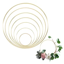 10/15/20/25/30/35/40cm DIY Iron Gold Metal Ring Handmade Wedding Flowers Metal Circle Catcher Hoop Decor Wall Hanging Ornament