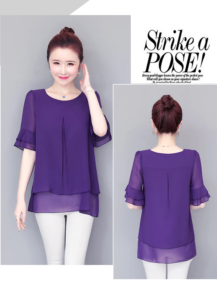 Women Blouses Solid 2020 Summer New Short- Sleeve V-Neck Lace up Shirt Female Chiffon Womens Plus Size Tops Slim Clothing NS4544 Women Blouses Solid 2020 Summer New Short- Sleeve V-Neck Lace up Shirt Female Chiffon Womens Plus Size Tops Slim Clothing NS4544