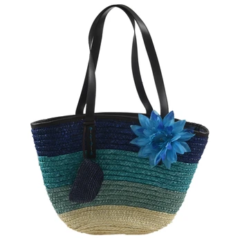 NEW-Knitted Straw bag Summer flower Bohemian fashion women's handbags color stripes shoulder bags beach bag big tote bags(Blue)
NEW-Knitted Straw bag Summer flower Bohemian fashion women's handbags color stripes shoulder bags beach bag big tote bags(Blue)