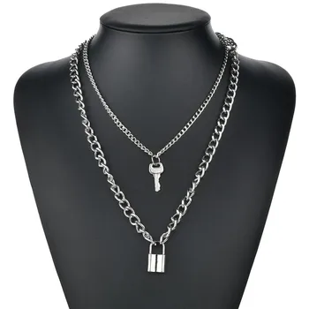 Modyle Fashion Key Padlock Pendant Necklace for Women Gold/Silver Color Lock Necklace Layered Chain Punk Metal Lock Punk Jewelry
Modyle Fashion Key Padlock Pendant Necklace for Women Gold/Silver Color Lock Necklace Layered Chain Punk Metal Lock Punk Jewelry