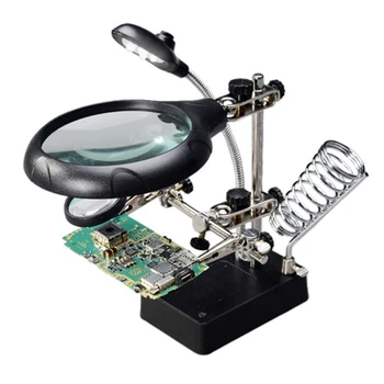 Table Lamp With Welding Magnifying Glass 5 LEDs Auxiliary Clip Loupe Magnifier 3 In1 Soldering Solder Iron Stand Holder Station
Table Lamp With Welding Magnifying Glass 5 LEDs Auxiliary Clip Loupe Magnifier 3 In1 Soldering Solder Iron Stand Holder Station