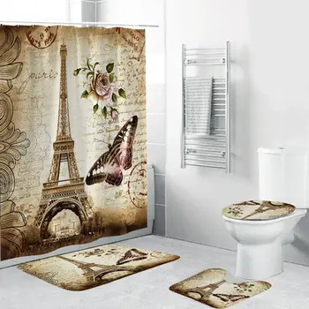 Dafield shower curtain set bath mats rugs Toilet Cover Vintage Paris Tower with Butterfly Flower Print Shower Curtains
Dafield shower curtain set bath mats rugs Toilet Cover Vintage Paris Tower with Butterfly Flower Print Shower Curtains