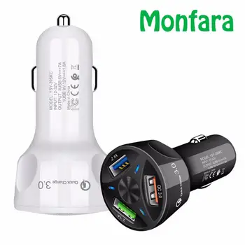 3 Holes USB Car Charger QC3.0Quick Fast Charge For Iphone X 7 8 IPad Universal For Xiaomi Samsung Huawei For Android Phone