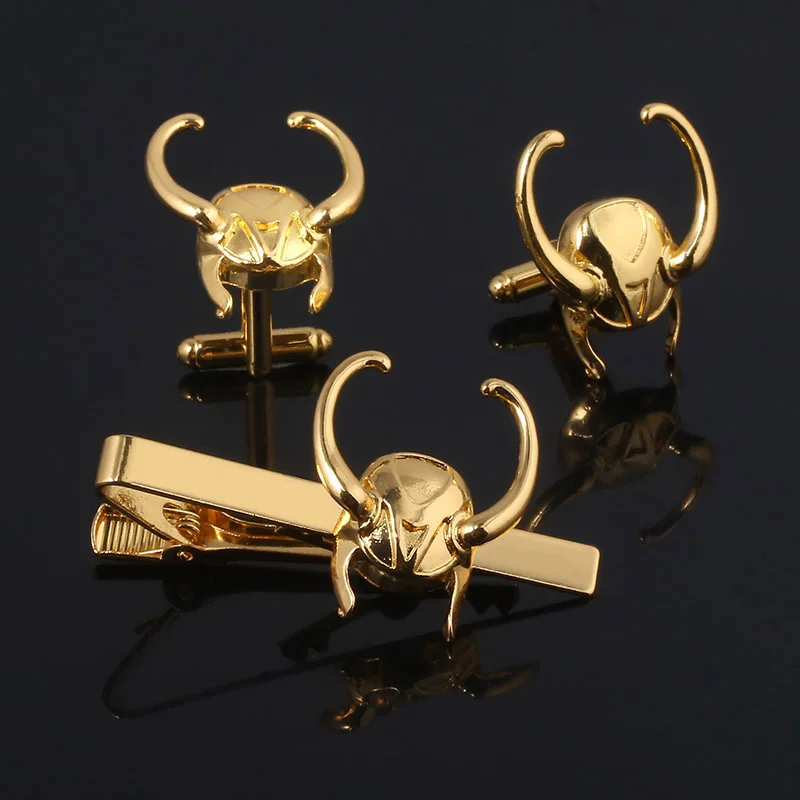 A Set Thor Loki Helmet Tie Clips Cufflinks Avengers Captain America Thanos Infinite Gloves Cufflinks For Men Male Movie Jewelry
A Set Thor Loki Helmet Tie Clips Cufflinks Avengers Captain America Thanos Infinite Gloves Cufflinks For Men Male Movie Jewelry