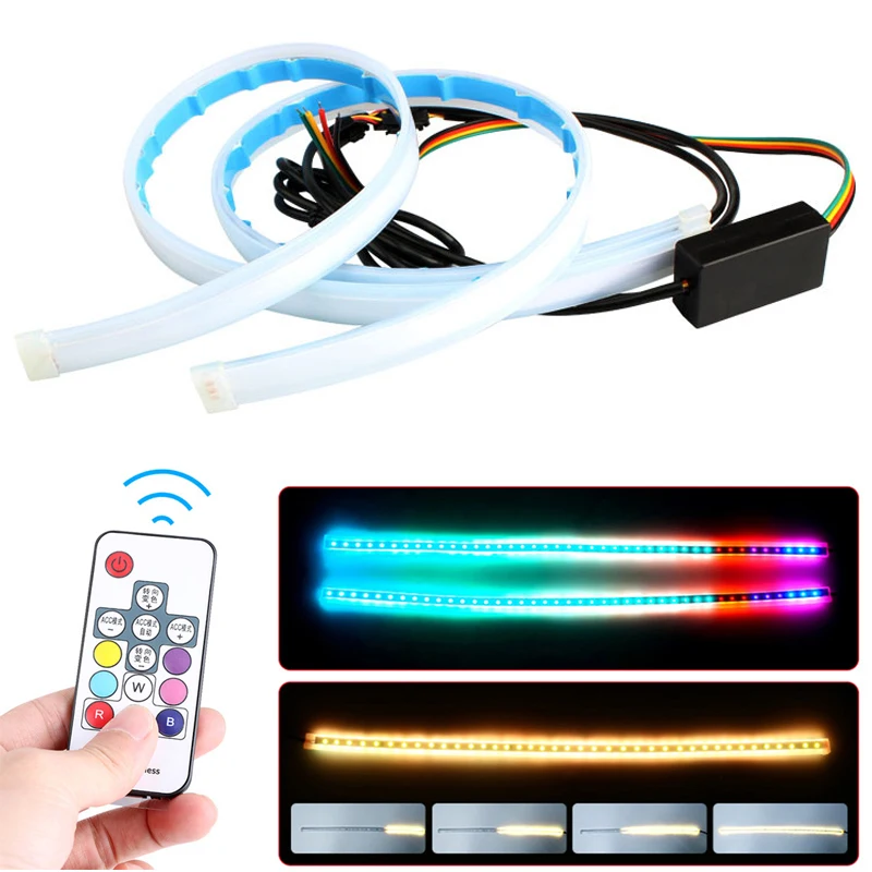 Niscarda 2pcs Universal Waterproof Flexible RGB Daytime Running Light DRL Multi Color LED Strip Turn Signal Lights
Niscarda 2pcs Universal Waterproof Flexible RGB Daytime Running Light DRL Multi Color LED Strip Turn Signal Lights