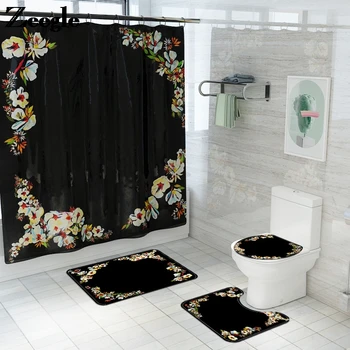 4PCS Floral Printing Shower Curtain Mat Bathroom Mat Set Waterproof Toilet Mat Bathroom Floor Carpet Non Slip Bath Mat
4PCS Floral Printing Shower Curtain Mat Bathroom Mat Set Waterproof Toilet Mat Bathroom Floor Carpet Non Slip Bath Mat