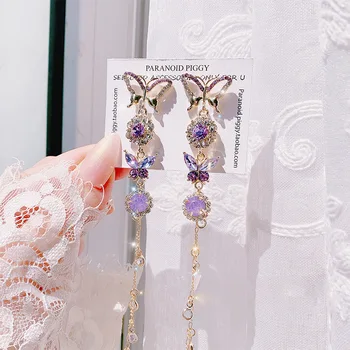 Exquisite Exaggerated Long Purple Rhinestones Butterfly Flower Dangle Earrings Temperament Fashion Female Jewelry Accessories
Exquisite Exaggerated Long Purple Rhinestones Butterfly Flower Dangle Earrings Temperament Fashion Female Jewelry Accessories