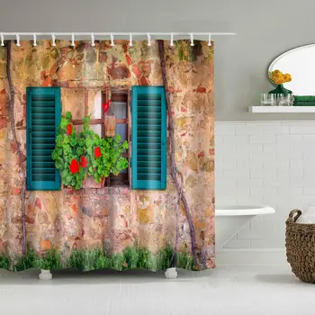Shutters Decor Shower Curtain - Weathered Old Window with Flowers and Grass on Brown Farmhouse Rural Scene Front View -
Shutters Decor Shower Curtain - Weathered Old Window with Flowers and Grass on Brown Farmhouse Rural Scene Front View -