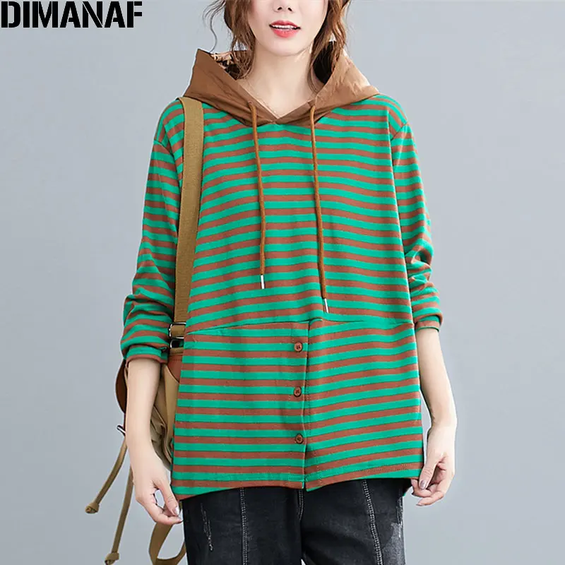 DIMANAF 2020 Plus Size Women Hoodies Sweatshirt Striped Print Patchwork Buttons Pullover Casual Style Cotton Autumn New Hoodies
DIMANAF 2020 Plus Size Women Hoodies Sweatshirt Striped Print Patchwork Buttons Pullover Casual Style Cotton Autumn New Hoodies