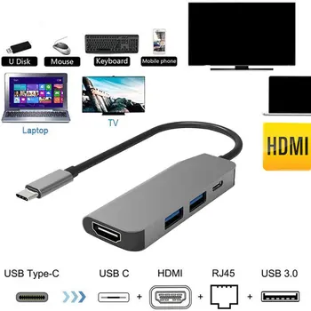 4in1 Thunderbolt 3 USB-C to HDMI Adapter 2x USB3.0 Type-C PD Hub For Samsung Dex
4in1 Thunderbolt 3 USB-C to HDMI Adapter 2x USB3.0 Type-C PD Hub For Samsung Dex