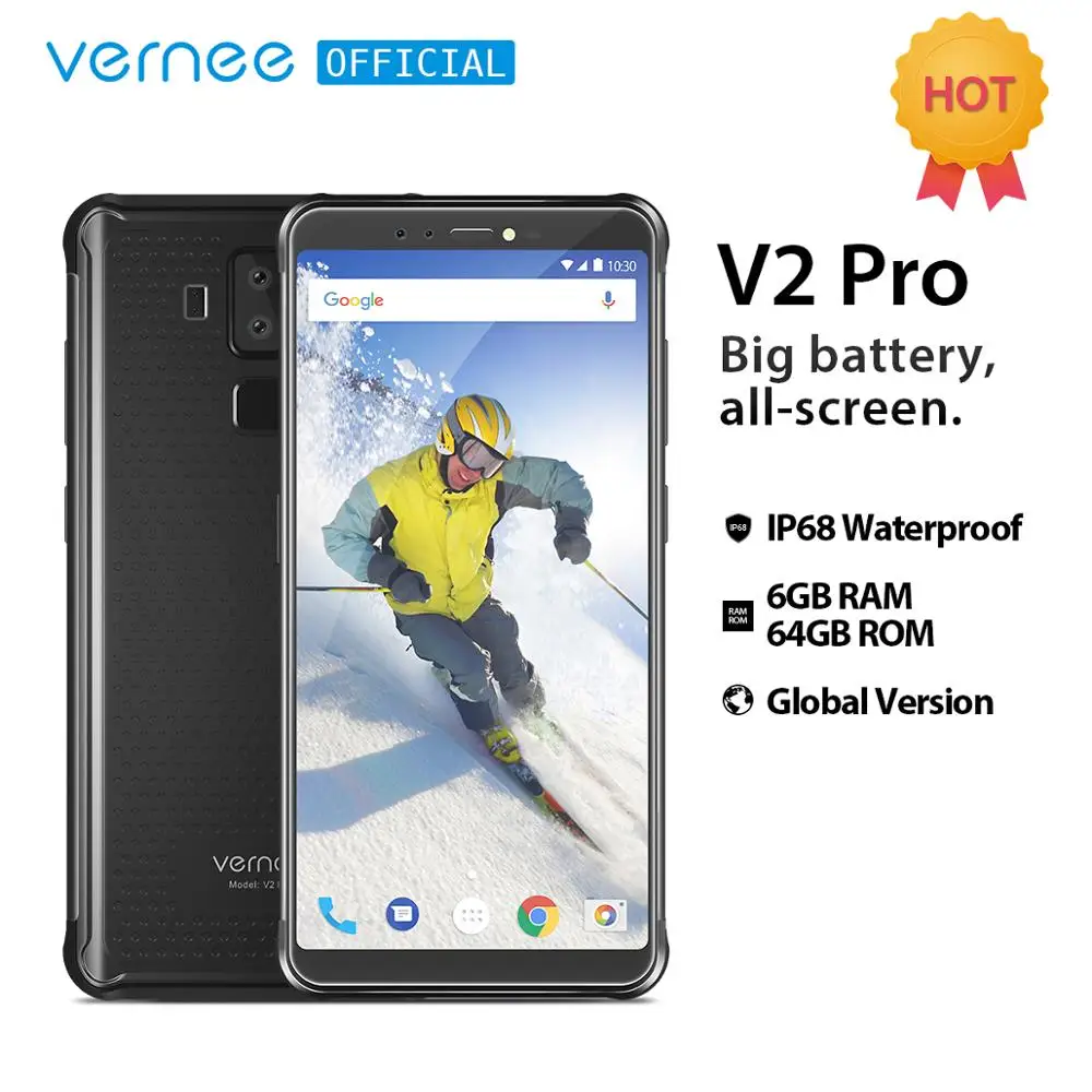 Vernee V2 Pro глобальной сети IP68 Водонепроницаемый прочный смартфон 5 99 "FHD Full Экран 6
