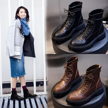 Boots for Women Autumn Winter Short British Style Thick Sole Thick Heel Leather Martin Boots for Women Casual Middle Tube Shoes 
Boots for Women Autumn Winter Short British Style Thick Sole Thick Heel Leather Martin Boots for Women Casual Middle Tube Shoes