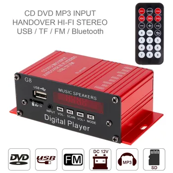 G8 2CH Bluetooth Car Audio Power Amplifier FM Radio Player Support SD USB DVD MP3 with Remote Control for Auto Motorcycle Home
G8 2CH Bluetooth Car Audio Power Amplifier FM Radio Player Support SD USB DVD MP3 with Remote Control for Auto Motorcycle Home