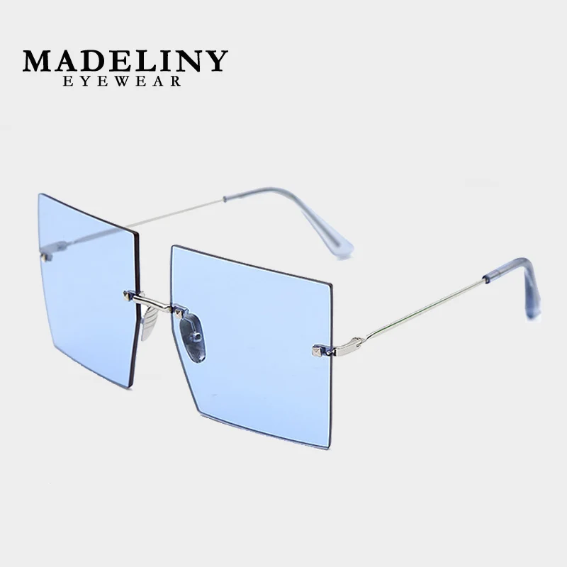 MADELINY 2020 New Arrival Oversized Square Sunglasses Women Luxury Brand Vintage Rimless Sun Glasses Plus Size Eyewear MA490 | Аксессуары