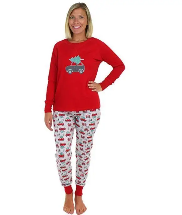 Family Christmas Pajamas Cartoon Parenting Suit Red Small Vehicle Printing Home Furnishing Clothes Fashion Family Matching Look2.jpg