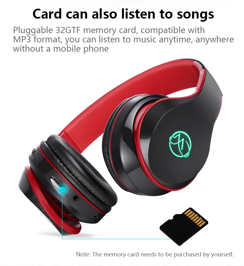 3D Stereo Bluetooth headphone with Microphone Foldable Gaming Headphones with LED Light Sports headsets support TF FM
3D Stereo Bluetooth headphone with Microphone Foldable Gaming Headphones with LED Light Sports headsets support TF FM