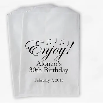 Custom Enjoy Birthday Candy Buffet Treat Bags - Black Personalized Musical Notes Favor Bags for Milestone Birthday - Paper Bags 
Custom Enjoy Birthday Candy Buffet Treat Bags - Black Personalized Musical Notes Favor Bags for Milestone Birthday - Paper Bags