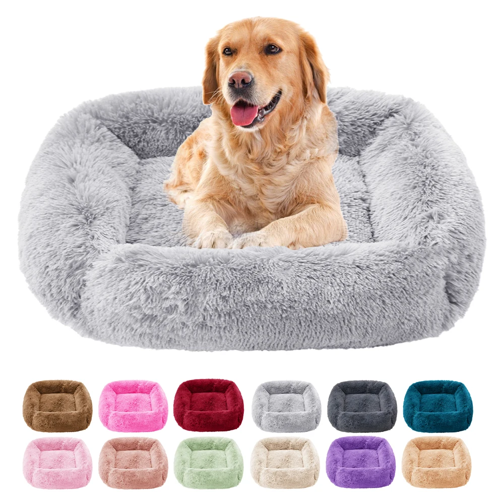 Calming Dog Bed Sleeping Mat Winter Cat Square Cuddler Beds Soft Fluffy Plush Puppy Cushion for Small Medium Large Dogs Cats | Дом и сад