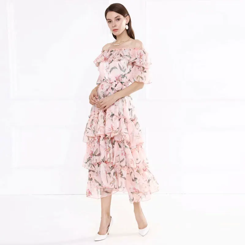 2020 summer newest women clothing beige floral printed ruffle sashes midi runway design woman dresses
2020 summer newest women clothing beige floral printed ruffle sashes midi runway design woman dresses