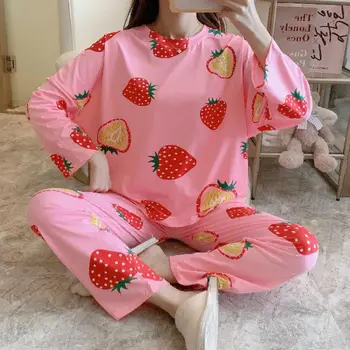 Women Autumn Pajamas Sets For Ladies Casual Loose Lovely Cartoon Printed Home Wear Long Sleeve Suit Top And Pants Sleepwear Set.
Women Autumn Pajamas Sets For Ladies Casual Loose Lovely Cartoon Printed Home Wear Long Sleeve Suit Top And Pants Sleepwear Set.