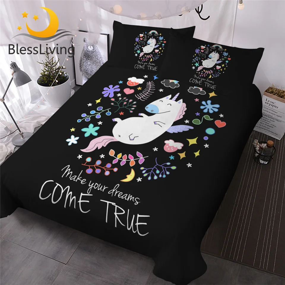 BlessLiving Magical Unicorn Bedding Set Cute Cartoon Duvet Cover 3pcs Stars Floral Bed Set Gift for Kids Teens Colorful Bedlinen
BlessLiving Magical Unicorn Bedding Set Cute Cartoon Duvet Cover 3pcs Stars Floral Bed Set Gift for Kids Teens Colorful Bedlinen