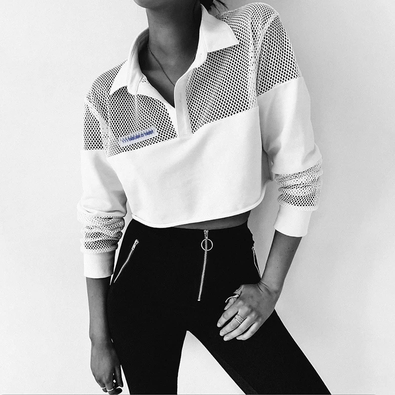 Women Sweatshirt Mesh Hollow Out Patchwork Crop Top Stitching Shirt Long Sleeve Trendy Pullovers Basic Blouse Streetwear Hoodies
Women Sweatshirt Mesh Hollow Out Patchwork Crop Top Stitching Shirt Long Sleeve Trendy Pullovers Basic Blouse Streetwear Hoodies
