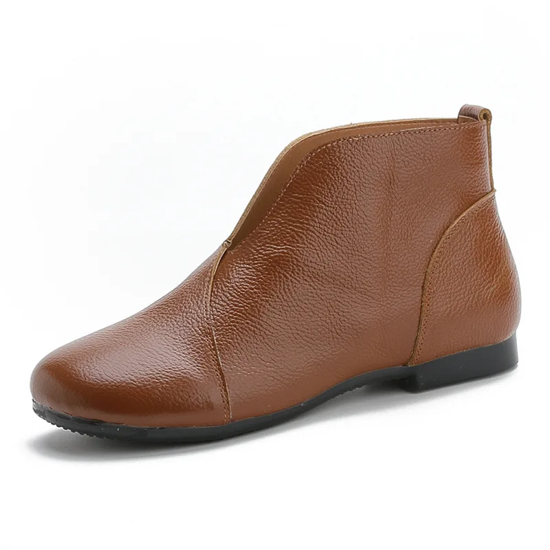 Winter Spring Vintage Genuine Leather Flat Ankle Boots for Women Slip on Boots Soft Comfortable Cow Leather Botas 2020
Winter Spring Vintage Genuine Leather Flat Ankle Boots for Women Slip on Boots Soft Comfortable Cow Leather Botas 2020