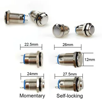 12mm Metal Push Button Switch Momentary Short Style Waterproof Self-reset Locking Latching IP67 NO High/Flat/Round Shape
12mm Metal Push Button Switch Momentary Short Style Waterproof Self-reset Locking Latching IP67 NO High/Flat/Round Shape