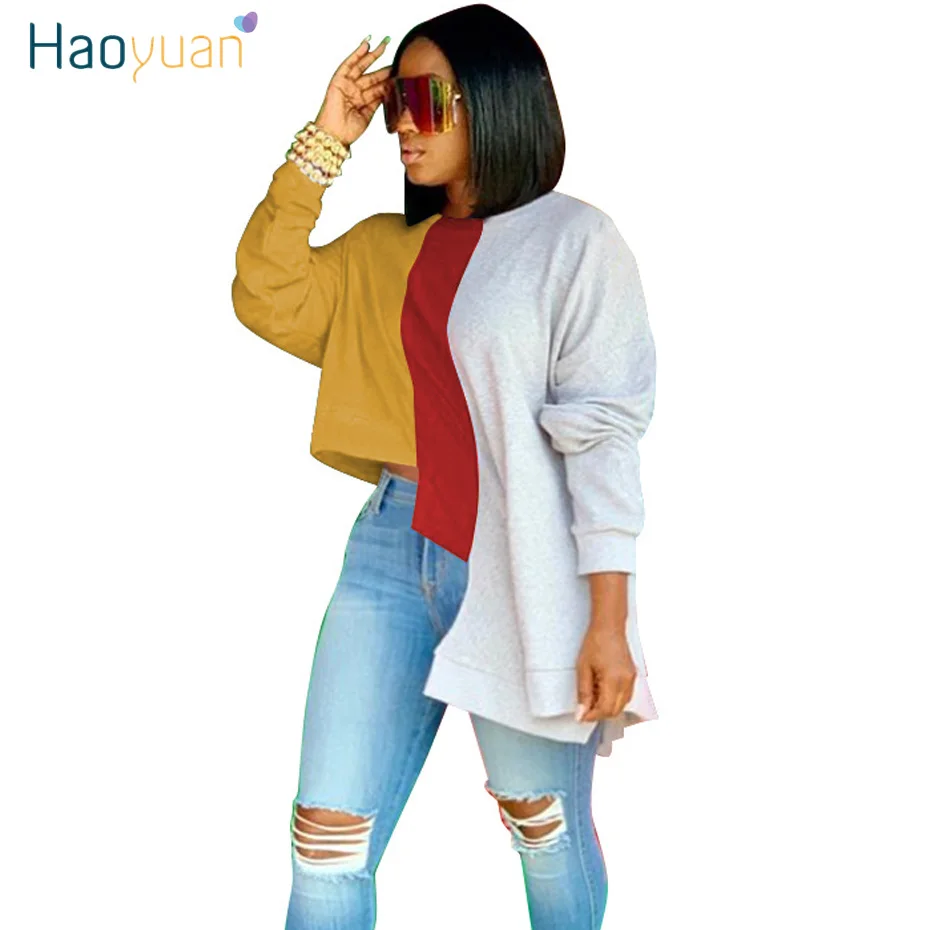 HAOYUAN Irregular Long Sleeve Oversized T Shirt Camisas Mujer Casual Tee Shirt Fall Clothes for Women Crop Tops Dropshipping
HAOYUAN Irregular Long Sleeve Oversized T Shirt Camisas Mujer Casual Tee Shirt Fall Clothes for Women Crop Tops Dropshipping