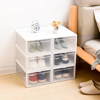2020New High capacity Shoe Storage Box 1PCS Eco-Friendly Transparent Plastic Rectangle shoes Storage Organizer drawer