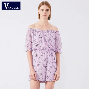 Vangull Slash Neck Women Cute Playsuit Light Purple Floral Short Sleeve Rompers 2019 New Female Elastic Waist Elegant Playsuit
Vangull Slash Neck Women Cute Playsuit Light Purple Floral Short Sleeve Rompers 2019 New Female Elastic Waist Elegant Playsuit