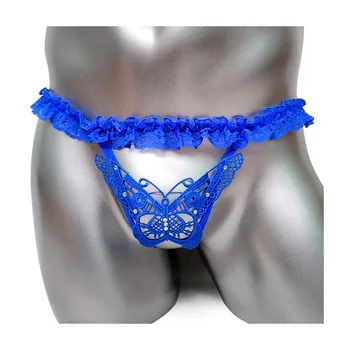 

Mens Sissy Thongs And G Strings Panties Sexy Cotton Lace Underwear Solid Cute Butterfly Underpants See through Gay Undies
