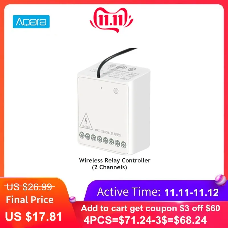 Aqara Two-way Control Module Smart Setting Timer Zigbee Wireless 2 Channels Relay Controller For Mi Home Home Kit
Aqara Two-way Control Module Smart Setting Timer Zigbee Wireless 2 Channels Relay Controller For Mi Home Home Kit