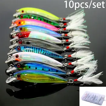 

9cm/8g 10pcs Fishing Lures Crankbaits Hook Minnow Baits Tackle Crank Fishing Kit