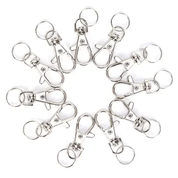 

10pcs Classic Key Chain Ring Metal Swivel Lobster Clasp Clips Key Hooks Keychain Split Ring DIY Bag Jewelry Wholeales
