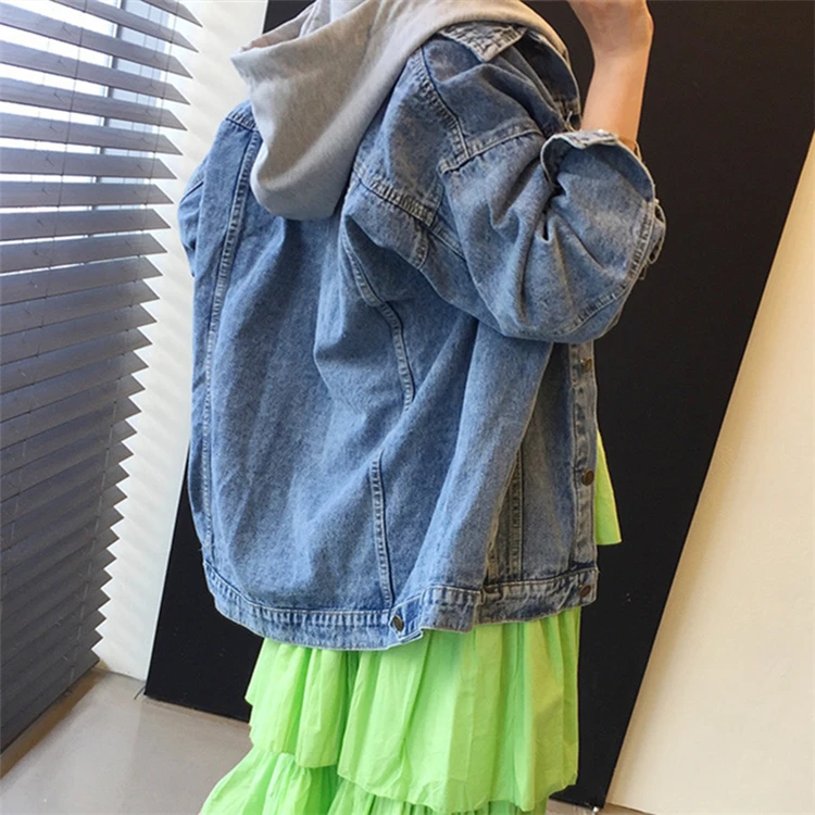 Colorfaith New 2020 Autumn Winter Women Denim Jacket Outerwear Hooded High Street Fashionable Korean Style Jeans Tops JK8303