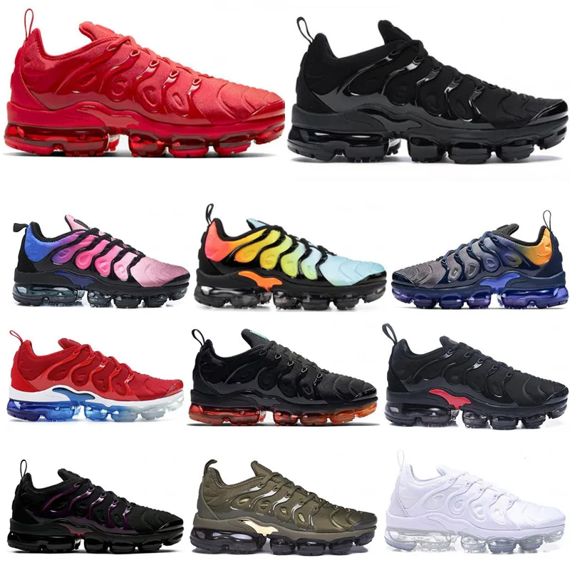 

2020 New Tn Plus Running Shoes Sports Sneakers Mens Cushions Outdoor Breathable Triple Black White Red Purple Trainers 36-45