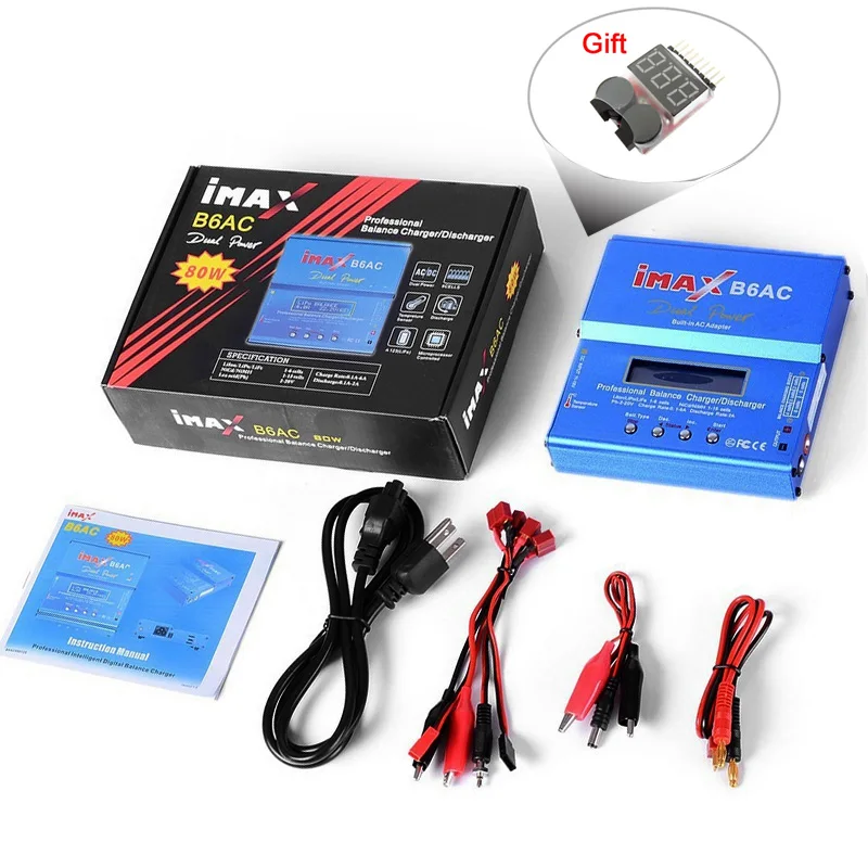 iMAX B6AC 80W 6A AC/DC Dual Power Lipo Battery Balance Charger Discharger for 1-6s Lipo Li-ion LiFe 1-15s NiMh NiCad
iMAX B6AC 80W 6A AC/DC Dual Power Lipo Battery Balance Charger Discharger for 1-6s Lipo Li-ion LiFe 1-15s NiMh NiCad