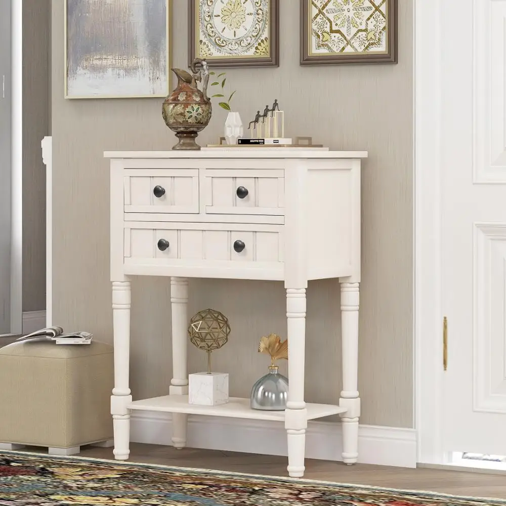 Narrow Console Table, Slim Sofa Table with Three Storage Drawers and Bottom Shelf for Living Room, Easy Assembly
Narrow Console Table, Slim Sofa Table with Three Storage Drawers and Bottom Shelf for Living Room, Easy Assembly