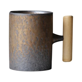 Japanese-Style Vintage Ceramic Coffee Mug Rust Glaze Tea Milk Beer Mug with Wood Handle Water Cup Home Office Drinkware 
Japanese-Style Vintage Ceramic Coffee Mug Rust Glaze Tea Milk Beer Mug with Wood Handle Water Cup Home Office Drinkware