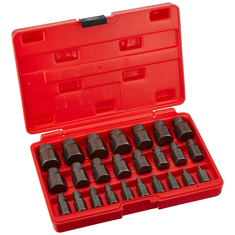 Screw Extractor Set, Hex Head Multi-Spline Screw and Bolt Extractor 25-Piece Set 1/8inch to 7/8inch Rounded Bolt Remover