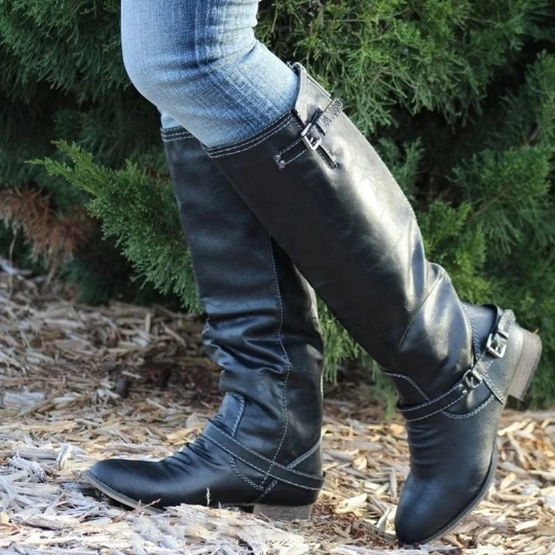 Women knee high Boots flats slip on shoes gladiator PU leather round toe Booties vintage flat knight Shoe botas mujer c34
Women knee high Boots flats slip on shoes gladiator PU leather round toe Booties vintage flat knight Shoe botas mujer c34