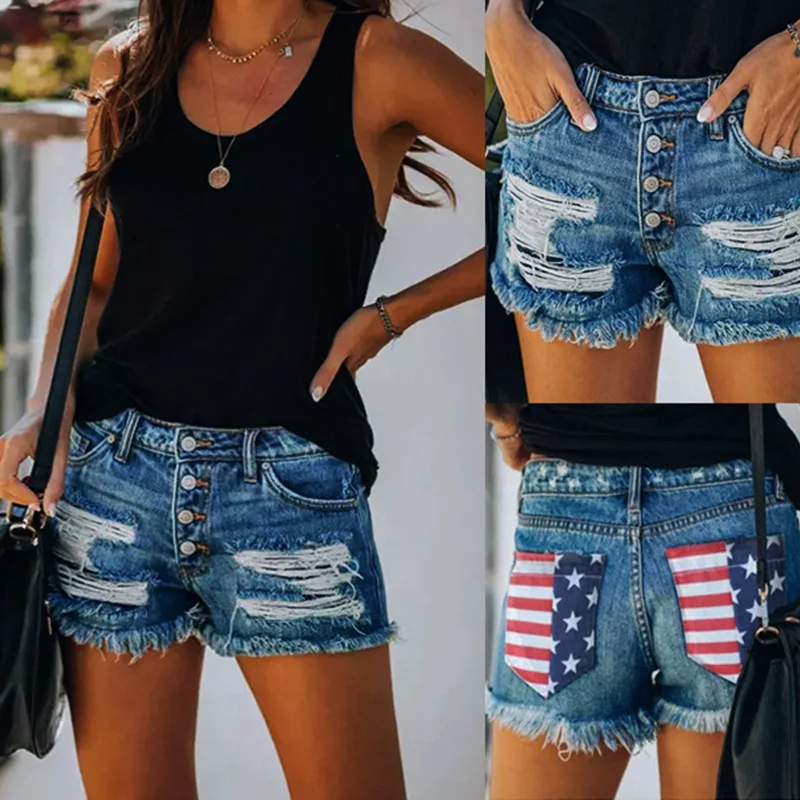 Fashion Jeans For Woman 2021 Summer New Hot American Flag Printing Raw Edge Ripped Casual Jean All-Match Women'S Denim Shorts
Fashion Jeans For Woman 2021 Summer New Hot American Flag Printing Raw Edge Ripped Casual Jean All-Match Women'S Denim Shorts