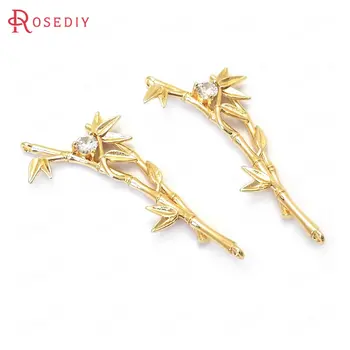 (37633)6PCS 45x19MM 24K Gold Color Brass and Zircon Bamboo Charms Pendants Jewelry Making Supplies Diy Findings Accessories 
(37633)6PCS 45x19MM 24K Gold Color Brass and Zircon Bamboo Charms Pendants Jewelry Making Supplies Diy Findings Accessories