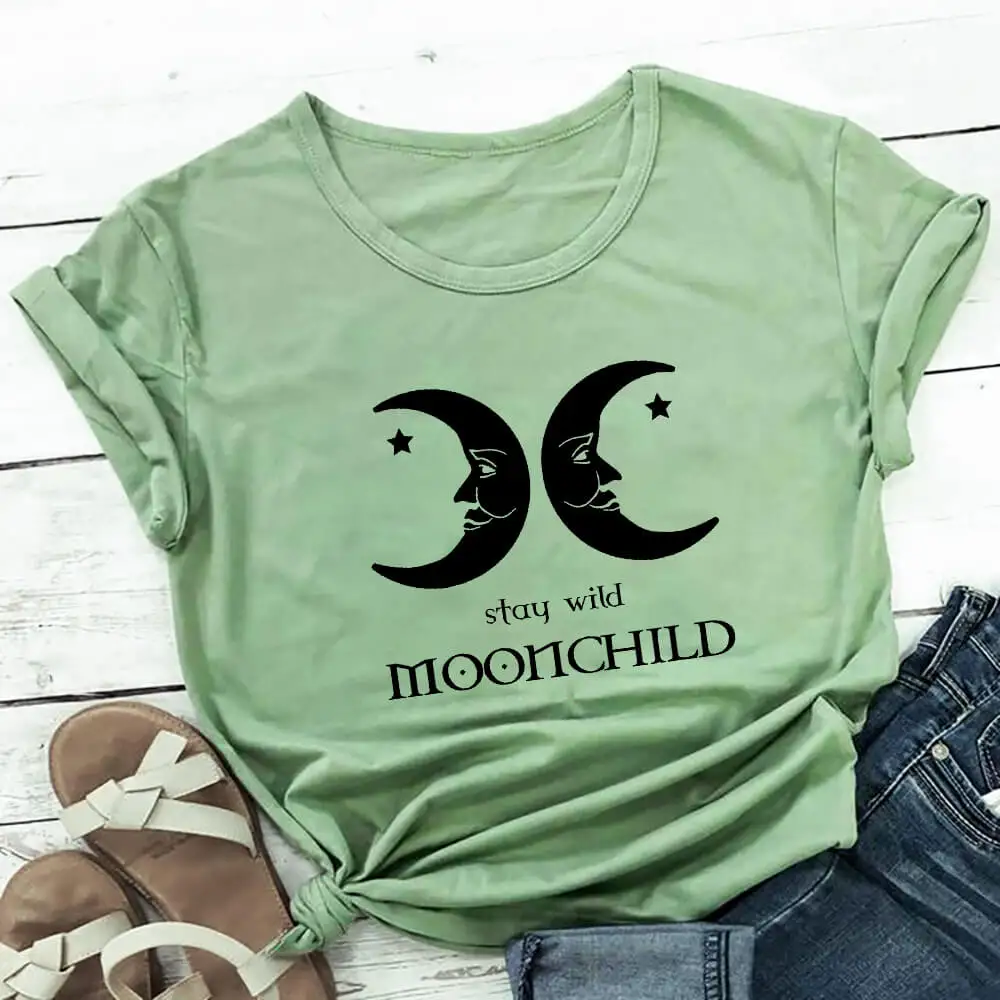 Stay Wild Moonchild 100% хлопчатобумажная женская футболка астрологическая футболка унисекс Повседневная летняя футболка с короткими рукавами Топ эстетику 90s Графический Футболка
Stay Wild Moonchild 100% хлопчатобумажная женская футболка астрологическая футболка унисекс Повседневная летняя футболка с короткими рукавами Топ эстетику 90s Графический Футболка