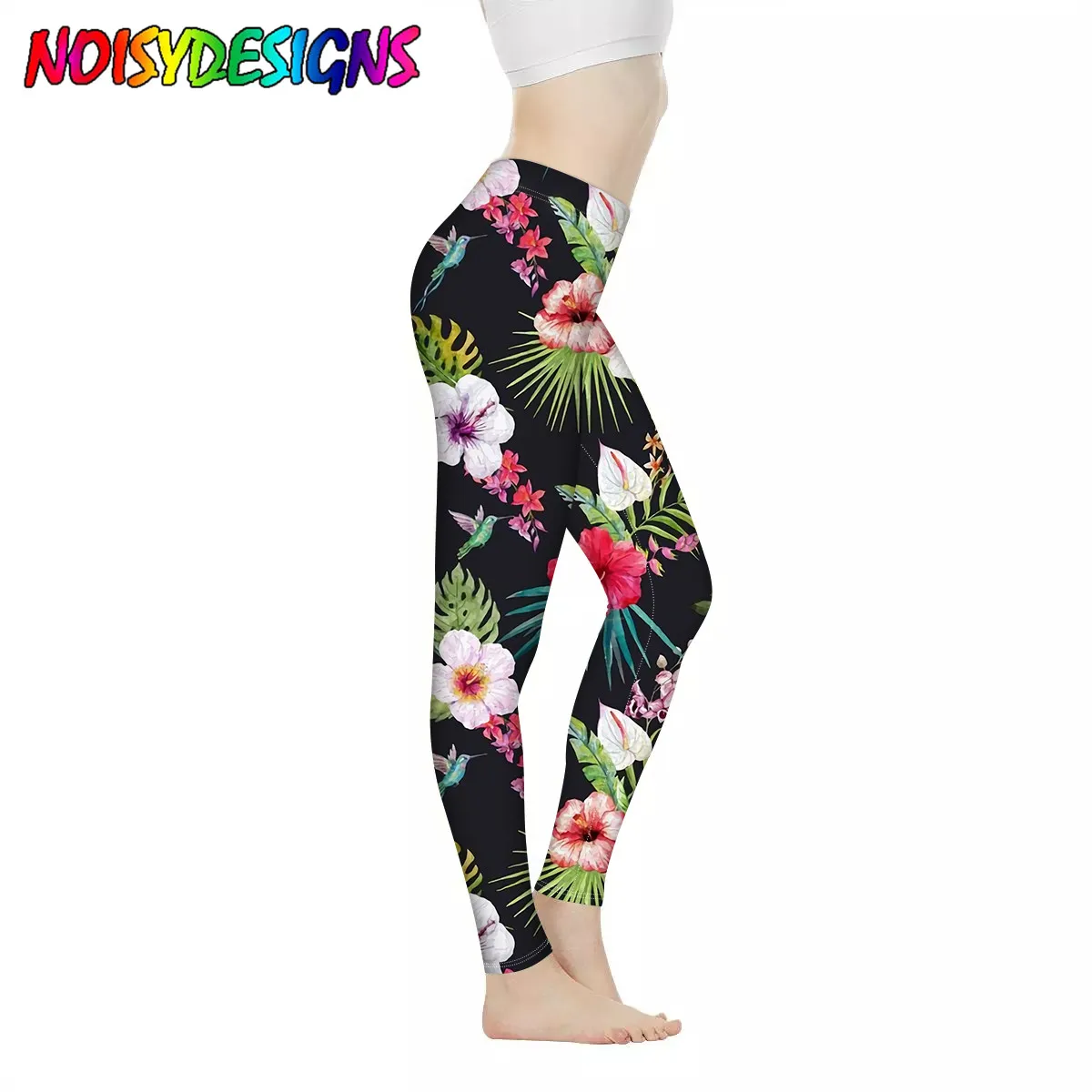

NOISYDESIGNS Hawaiian Tropical Flowers Prints Yoga Pant Sports Fitness Legging Women Gym Running Training Leggings Stretch