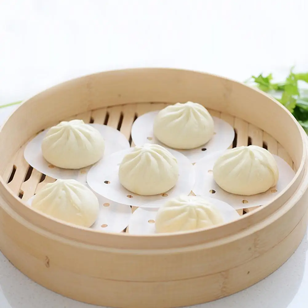 50PCS Non-stick Round Steamer Baking Pad 20/25 Cm Non-Stick Steaming Basket Mat Cooking Tool Perforated Wood Pulp Papers | Дом и сад