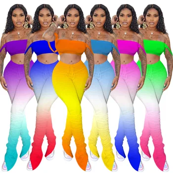 Gradient Color 2 Pieces Set Women Sexy Strapless Crop Top + Bottom Slip Stacked Long Pants Summer Fashion Streetwear Overalls
Gradient Color 2 Pieces Set Women Sexy Strapless Crop Top + Bottom Slip Stacked Long Pants Summer Fashion Streetwear Overalls